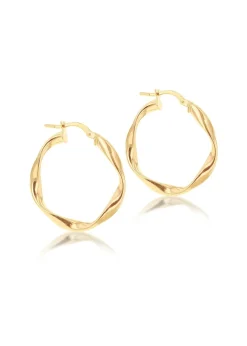 Golden Moments 9ct Yellow Gold Twisted Hoop Creole Earrings