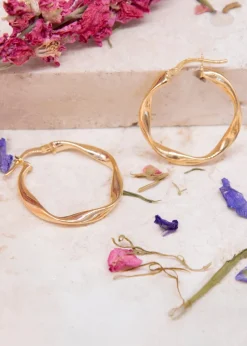 Golden Moments 9ct Yellow Gold Twisted Hoop Creole Earrings