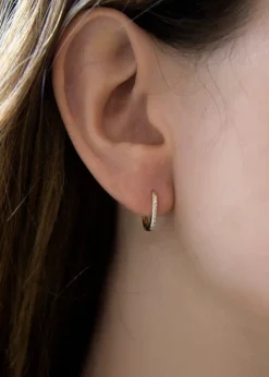 Golden Moments 9ct Yellow Gold CZ Rectangular Hoop Creole Earrings