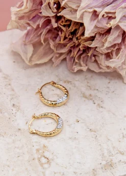 Golden Moments 9ct Yellow Gold Crystalique Round Creole Earrings