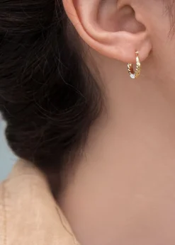 Golden Moments 9ct Yellow Gold Crystalique Round Creole Earrings