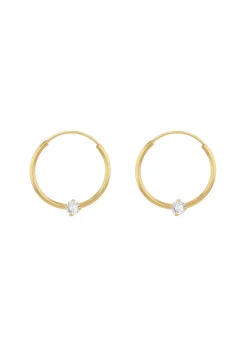 Golden Moments 9ct Yellow Gold White CZ Sleeper Earring