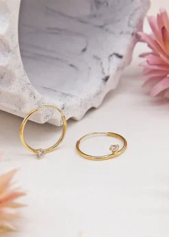 Golden Moments 9ct Yellow Gold White CZ Sleeper Earring