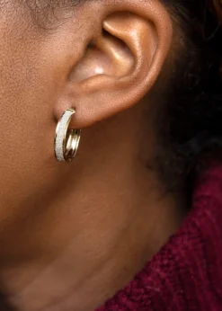 Golden Moments 9ct Yellow Gold Tube Stardust Creole Earrings