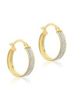 Golden Moments 9ct Yellow Gold Tube Stardust Creole Earrings
