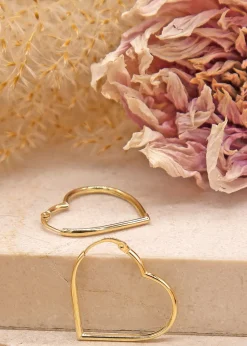 Golden Moments 9ct Yellow Gold Heart-Shaped Hoop Earrings