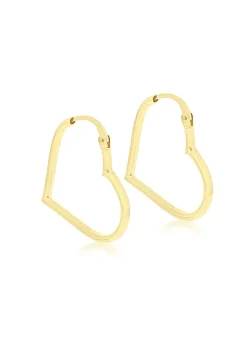 Golden Moments 9ct Yellow Gold Heart-Shaped Hoop Earrings