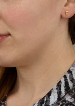 Golden Moments 9ct Yellow Gold 'F' Initial Stud Earrings