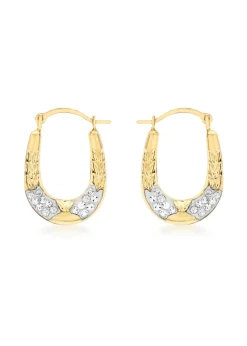 Golden Moments 9ct Yellow Gold Crystalique Oval Creole Earrings