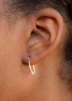 Golden Moments 9ct Yellow Gold Crystalique Oval Creole Earrings