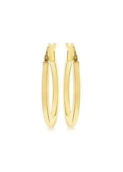 Golden Moments 9ct Yellow Gold Flat Oval Creole Earrings