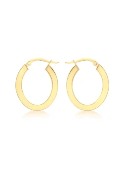Golden Moments 9ct Yellow Gold Flat Oval Creole Earrings