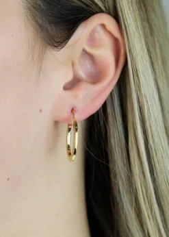 Golden Moments 9ct Yellow Gold Flat Oval Creole Earrings