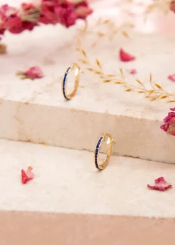 Golden Moments 9ct Yellow Gold Round Blue CZs Endless Slim Hoop Earrings