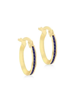 Golden Moments 9ct Yellow Gold Round Blue CZs Endless Slim Hoop Earrings