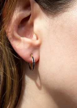 Golden Moments 9ct Yellow Gold Round Blue CZs Endless Slim Hoop Earrings