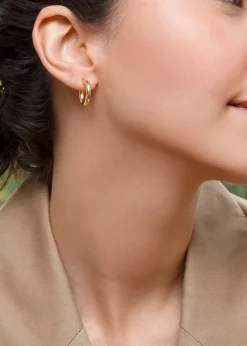 Golden Moments 9ct Yellow Gold  Green Clover Petals Drop Stud Earrings