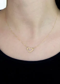 Golden Moments 9ct Yellow Gold Cutout-Heart Necklace