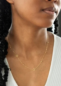 Golden Moments 9ct Yellow Gold 6.5m Circle & 3mm Bead Necklace