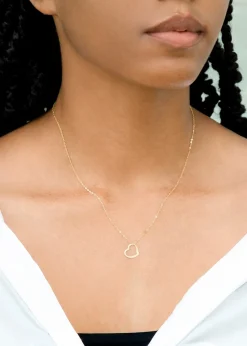 Golden Moments 9ct Yellow Gold Open Floating Heart Necklace