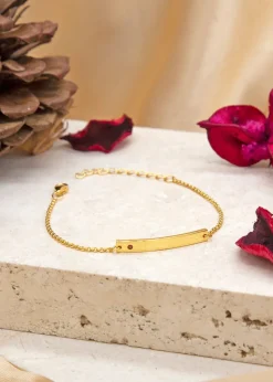 Golden Moments Gold Plated ID Bar January Birthstone CZ Bracelet