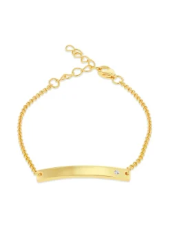 Golden Moments Gold Plated ID Bar April Birthstone CZ Bracelet