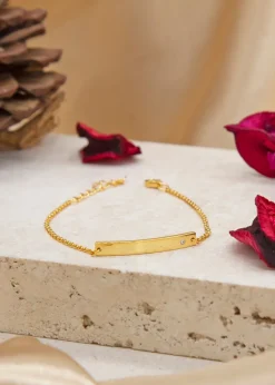 Golden Moments Gold Plated ID Bar April Birthstone CZ Bracelet