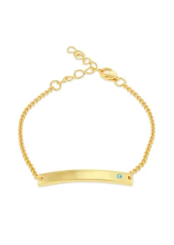 Golden Moments Gold Plated ID Bar March Birthstone CZ Bracelet