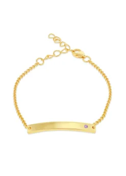 Golden Moments Gold Plated ID Bar February Birthstone CZ Bracelet