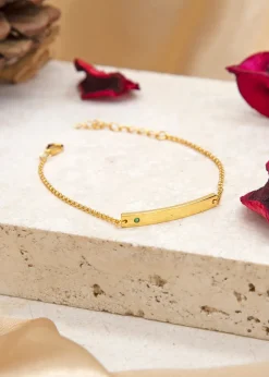 Golden Moments Gold Plated ID Bar May Birthstone CZ Bracelet