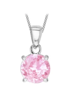 Golden Moments Pink Round Pink CZ Necklace