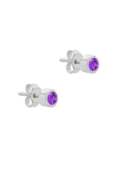 Golden Moments Sterling Silver CZ February Birthstone Stud Earrings