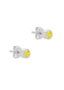 Golden Moments Sterling Silver CZ November Birthstone Stud Earrings
