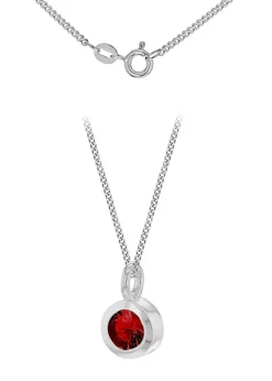 Golden Moments Sterling Silver CZ  July Birthstone Necklace