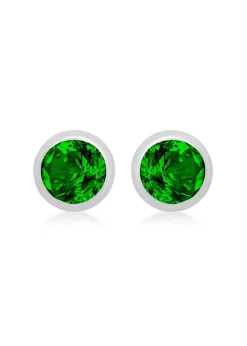 Golden Moments Sterling Silver CZ May Birthstone Stud Earrings