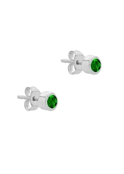 Golden Moments Sterling Silver CZ May Birthstone Stud Earrings