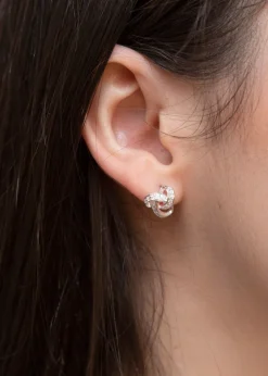 Golden Moments Sterling Silver CZ Knot Earrings