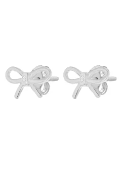 Golden Moments Sterling Silver Diamond Bow Stud Earrings