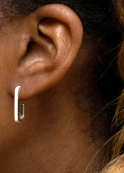 Golden Moments Sterling Silver Enamel J-Shape Stud Earrings