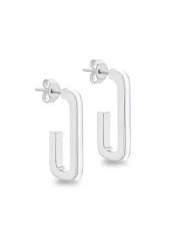 Golden Moments Sterling Silver Enamel J-Shape Stud Earrings