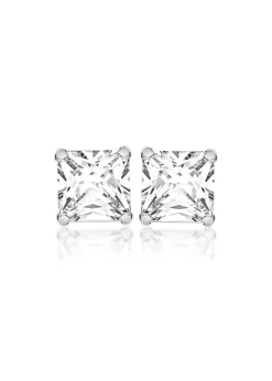 Golden Moments Sterling Silver Square White CZ Stud Earrings
