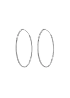 Golden Moments Sterling Silver Plain Hoop Earrings (35mm)