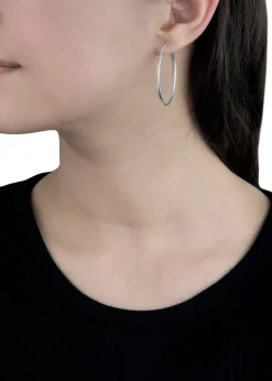 Golden Moments Sterling Silver Plain Hoop Earrings (35mm)