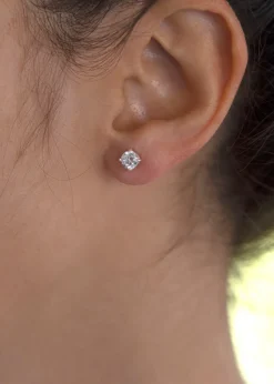 Golden Moments Sterling Silver Round CZ Stud Earrings