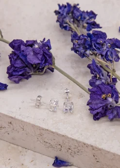 Golden Moments Sterling Silver Round CZ Stud Earrings