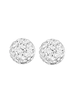 Golden Moments Sterling Silver Crystal Ball Stud Earrings