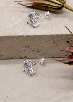 Golden Moments Sterling Silver CZ  Stud Earrings