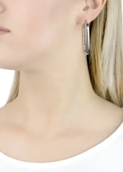 Golden Moments Sterling Silver Patterned-Rectangle Hoop Earrings