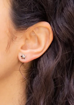 Golden Moments Sterling Silver Diamond Star Stud Earrings