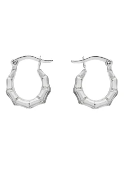 Golden Moments Sterling Silver 'Bamboo' Creole Earrings